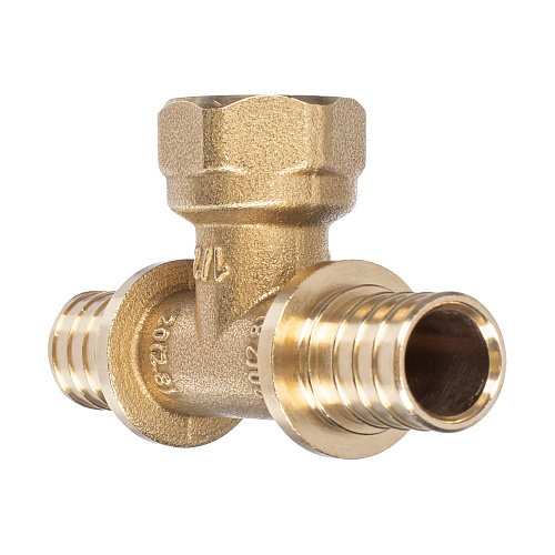 Тройник аксиальный, латунь, внутренняя резьба,20х1/2, желтый, RTP