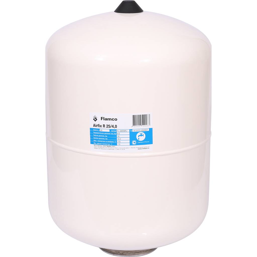 Расширительный бак Flamco Airfix R (водоснабжение) Airfix R 25л/4,0 - 10bar, 24559RU