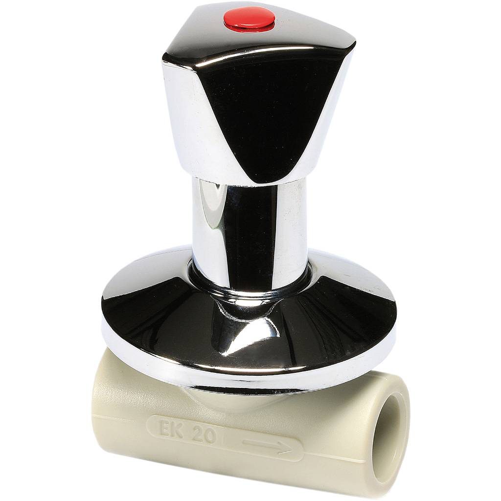 Проходной вентиль Ekoplastik ППР LUX под штукатурку с рукояткой 20, SVEPLR020X