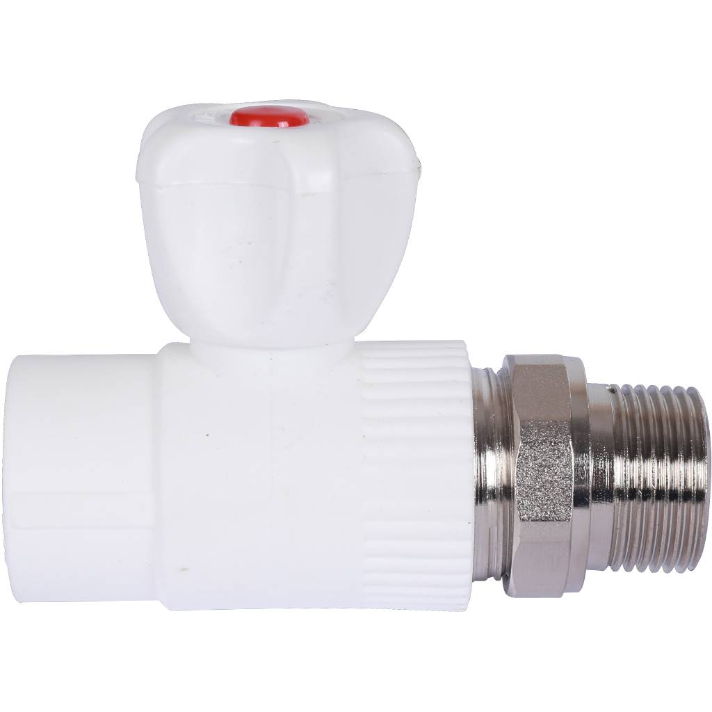 Кран шаровой Политэк 25х3/4 для радиатора прямой для полипропиленовых труб под сварку (цвет белый), 9999012534
