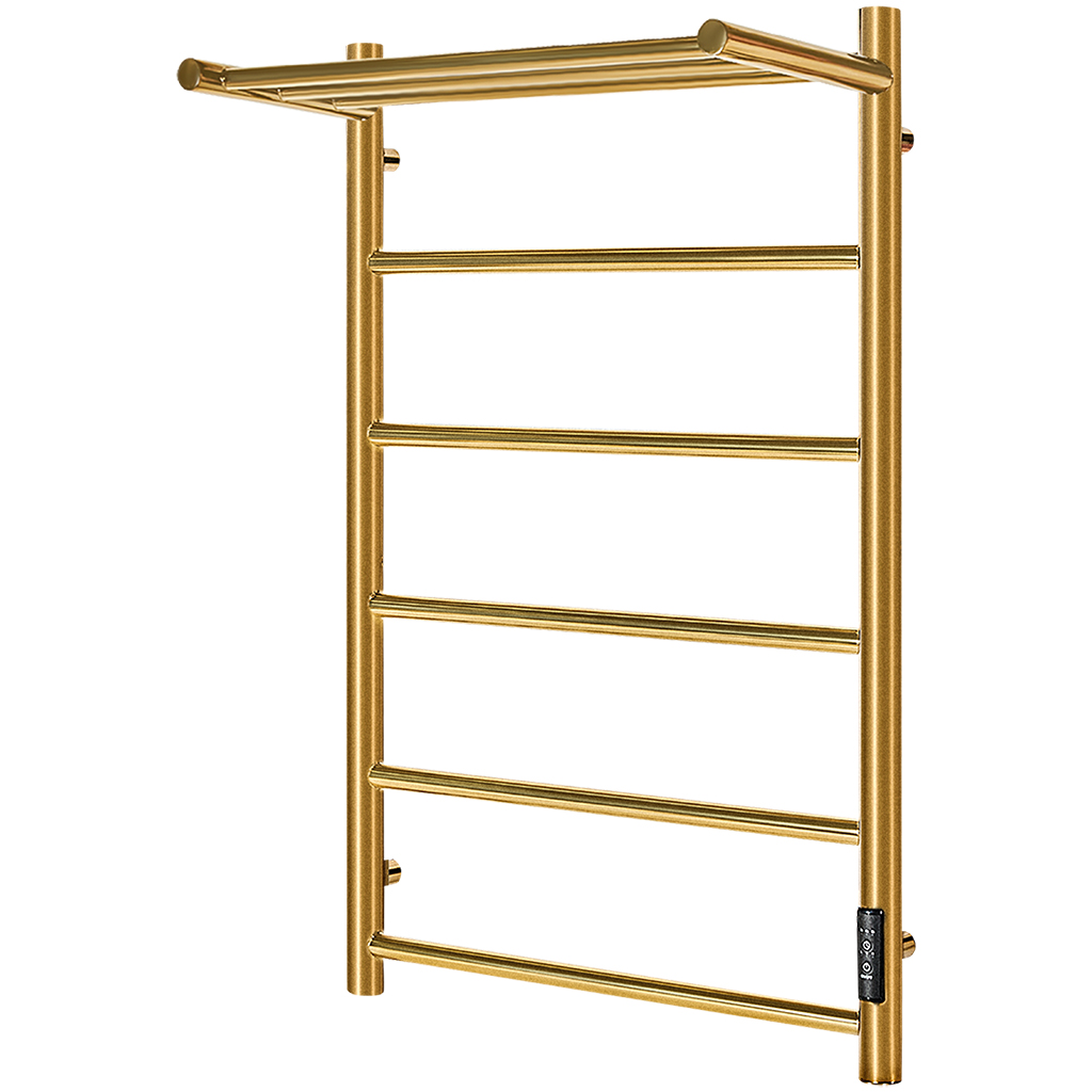 Полотенцесушитель электрический STOUT JAZZ round 80*50 Золотой Хром 585 с полкой, SHQ-J8RR-F08050