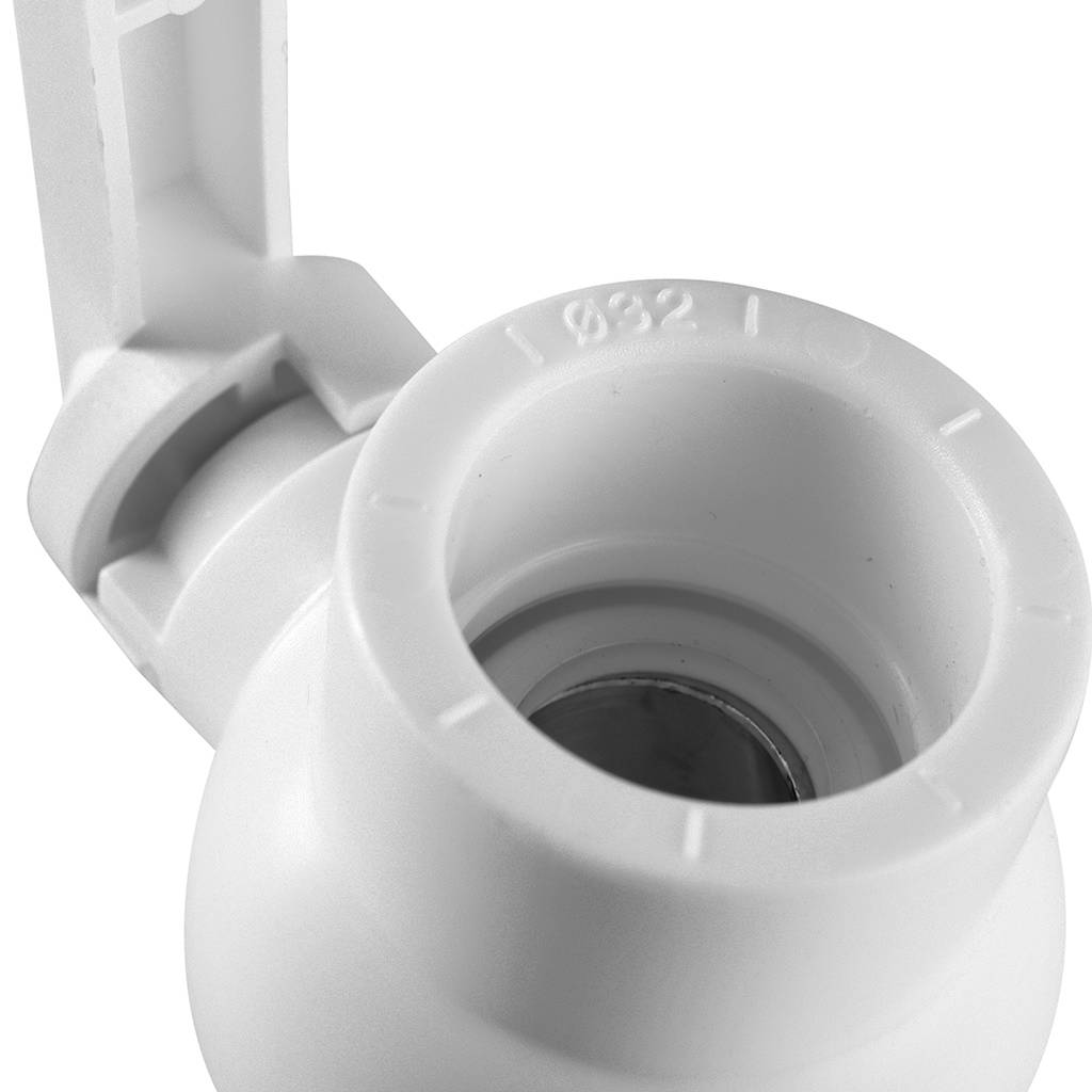 Кран шаровой Политэк d=32 для полипропиленовых труб под сварку (цвет белый)