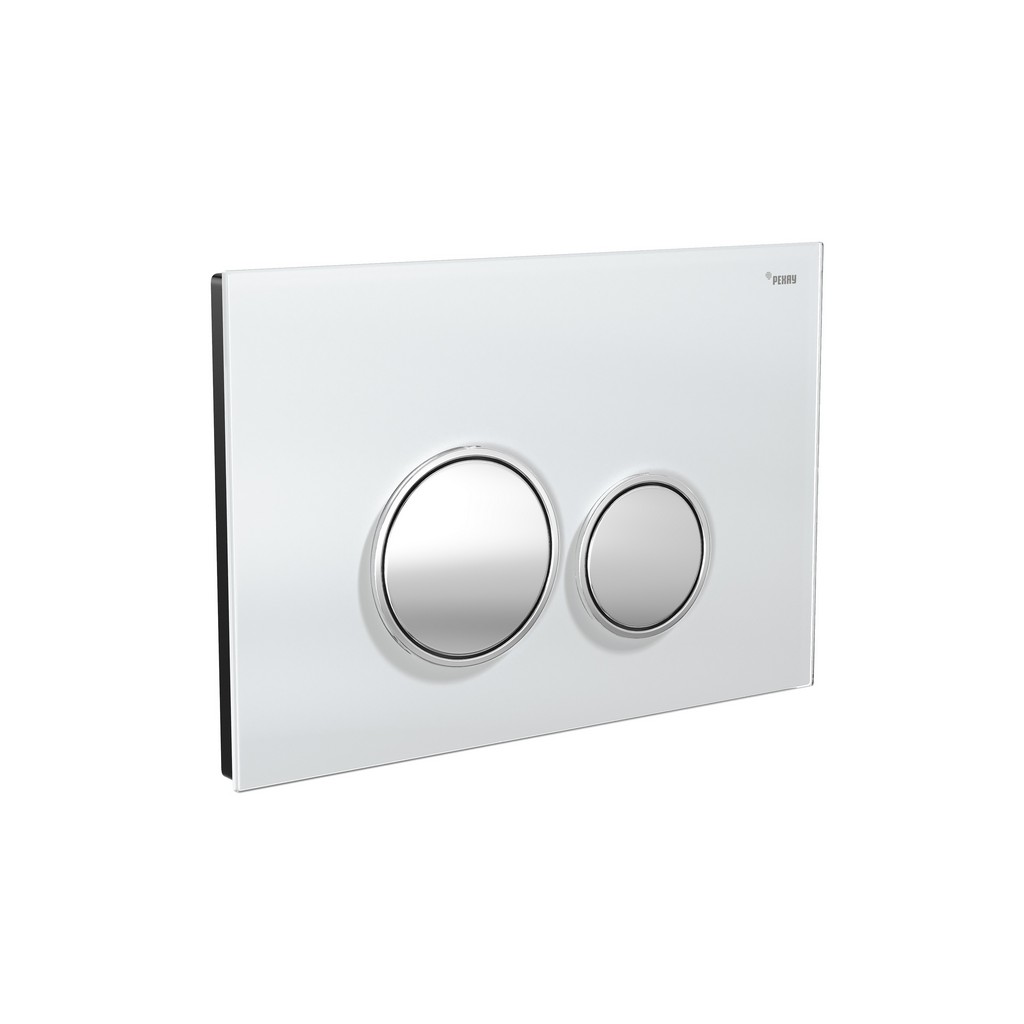 Панель смыва РЕХАУ NOVA ORB GLASS с круглыми клавишами, закаленное стекло, белый, клавиши и их контур хром, глянцевый, 19102901001