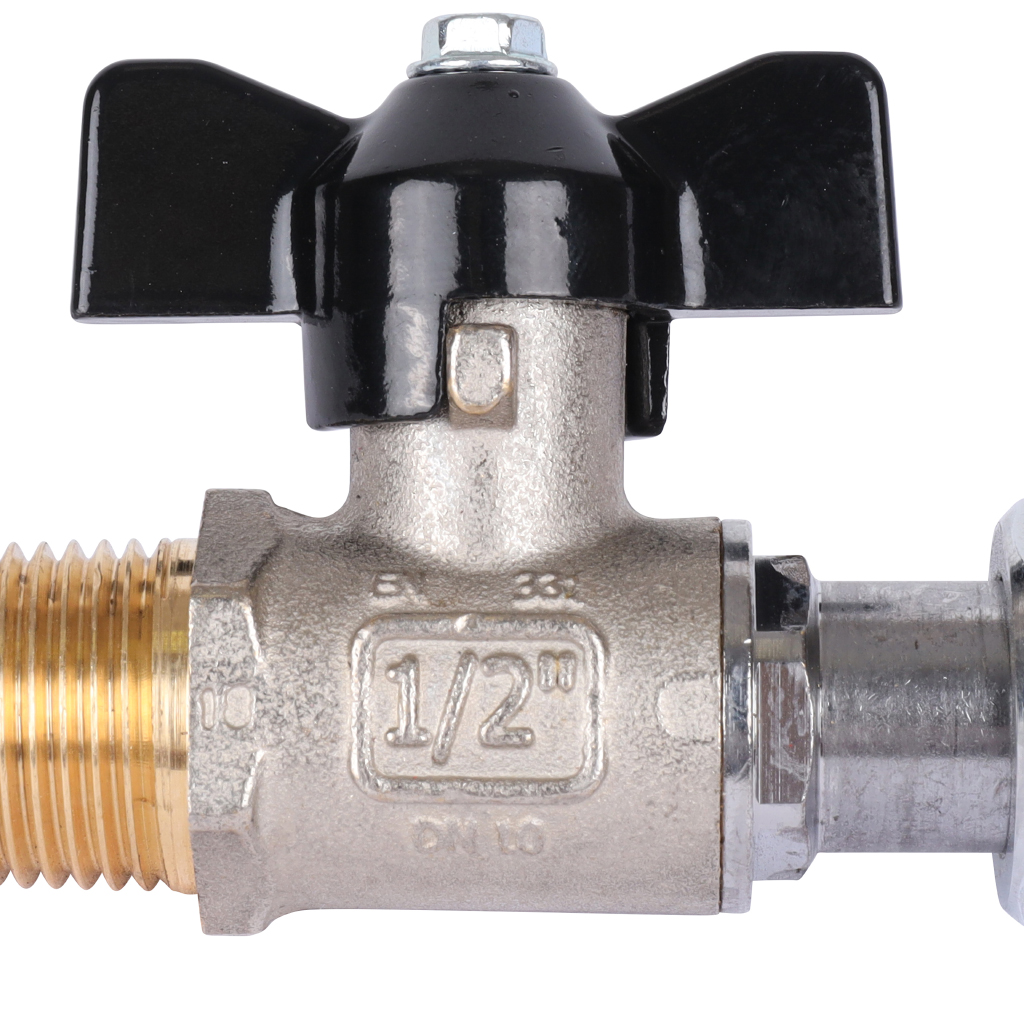 Кран шаровой STOUT 1/2x1/2 с накидной гайкой, НР/накидная гайка, ручка бабочка, SVB-1009-000015