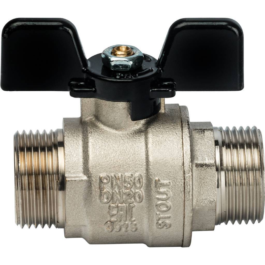 Кран шаровой STOUT полнопроходной, НР/НР, ручка бабочка 3/4, SVB-0006-000020