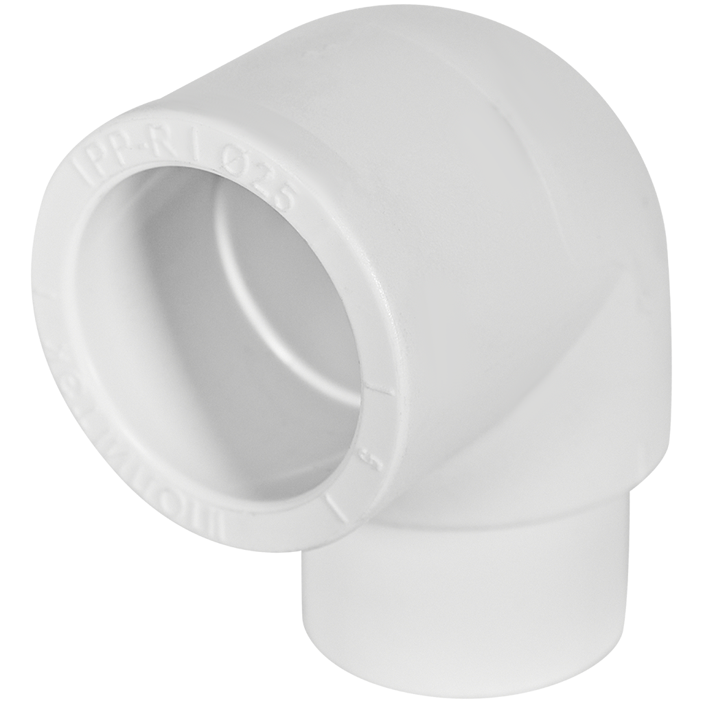 Угольник 90* Политэк d=25 внутр./наруж.  для полипропиленовых труб под сварку (цвет белый)