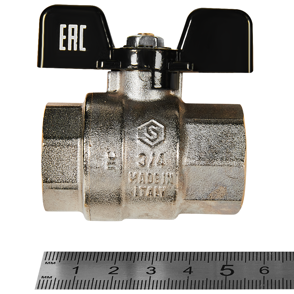 Кран шаровой полнопроходной STOUT ВР/ВР ручка бабочка 3/4