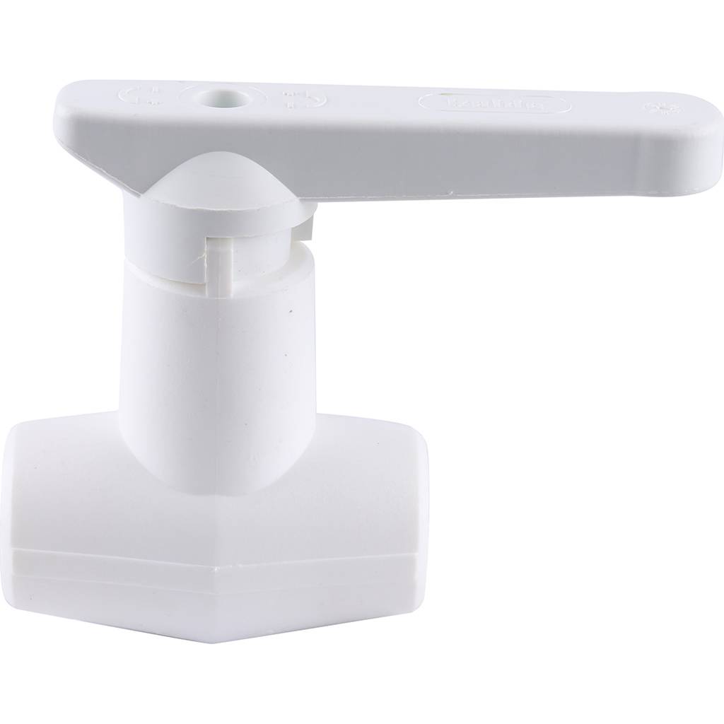 Кран шаровой Kalde d=20 для полипропиленовых труб под штукатурку (цвет белый), 3242-vlb-200002