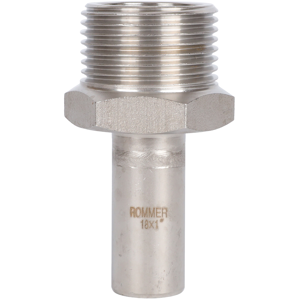Вставка переходная НПр-НР ROMMER 18х1 из нержавеющей стали прессовой, RSS-0024-000181