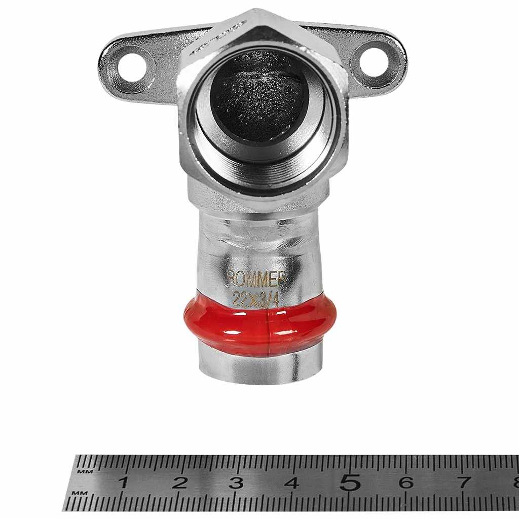 Угольник ROMMER настенный с креплением ВПр-ВР, 22х3/4, из нержавеющей стали прессовой, RSS-1011-002234