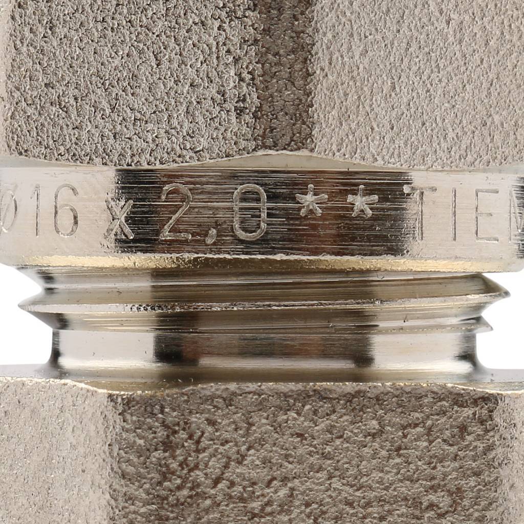 Муфта TIEMME с наружной резьбой (16х2.0х3/4) для металлопластиковых труб винтовой, 1600031