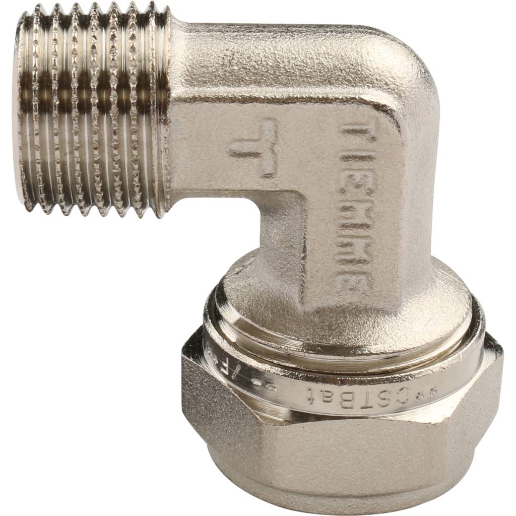 Угольник TIEMME с наружной резьбой (20х2.0х1/2) для металлопластиковых труб винтовой, 1600042