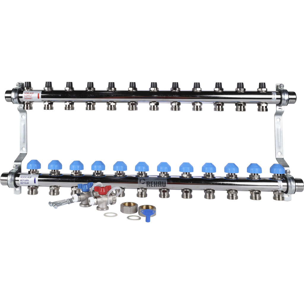 Распределительный коллектор РЕХАУ HKV на 12 контуров (нерж .сталь), 12181211001