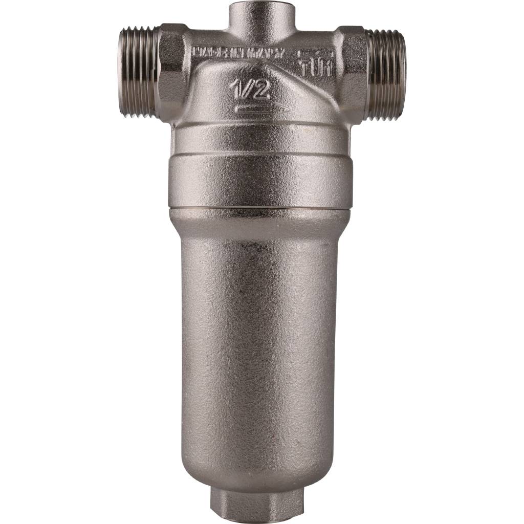 Фильтр с манометром TIEMME 1/2 со сгонами, с латунной колбой, промывной, 3130001