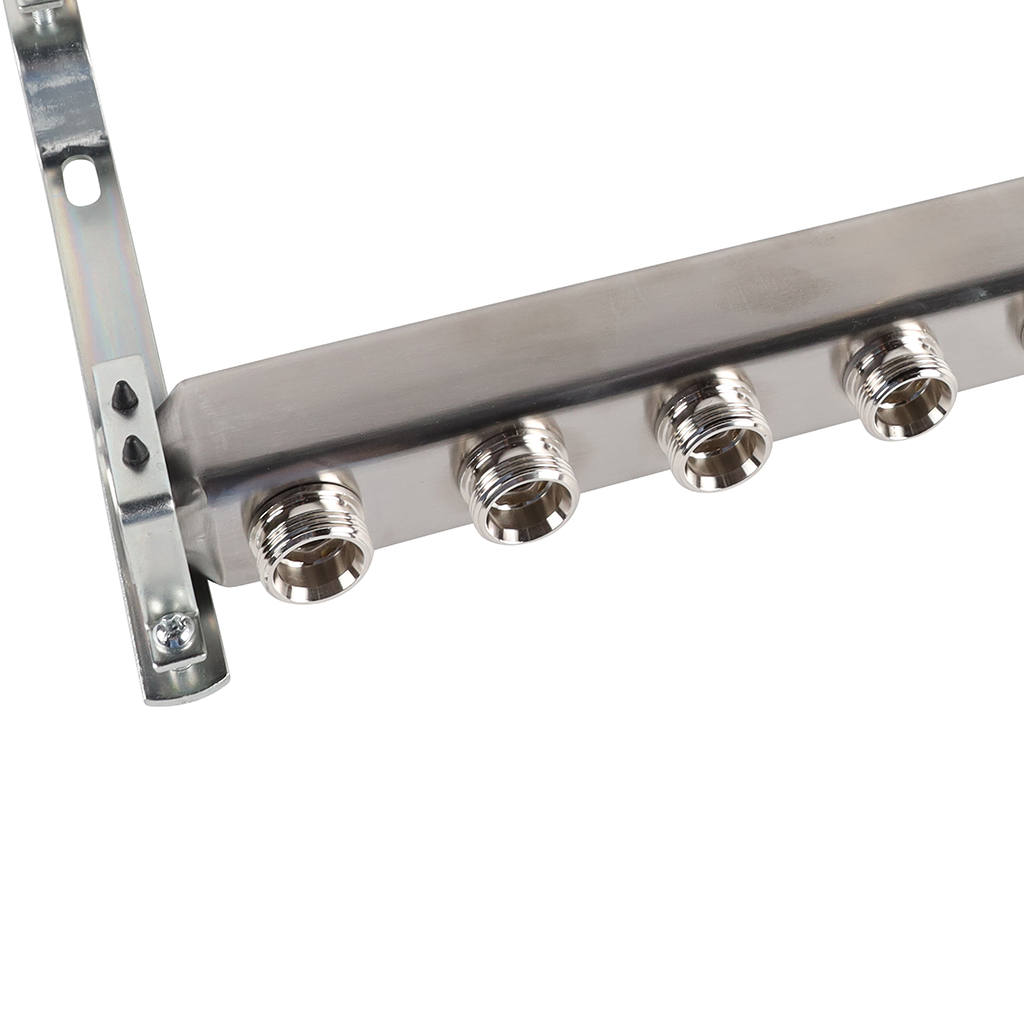 Коллектор из нержавеющей стали ROMMER для радиаторной разводки 10 выходов, RMS-4401-000010