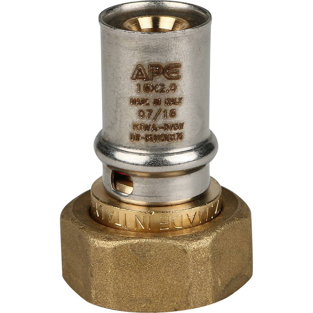 Переходник STOUT с накидной гайкой 3/4 х16 для металлопластиковых труб прессовой, SFP-0016-003416