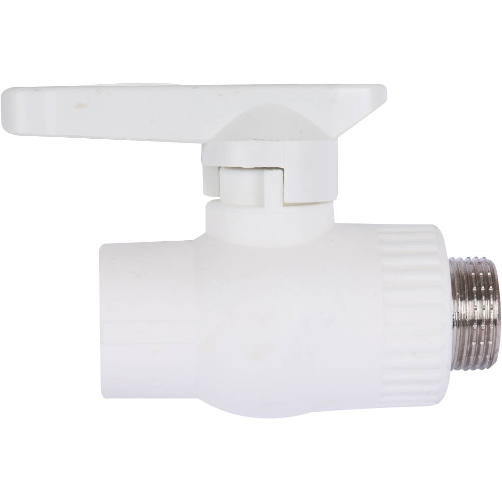 Кран шаровой Kalde комбинированный (наруж. резьба, 25х3/4 ) для полипропиленовых труб под сварку (цвет белый), 3242-vlb-250c05