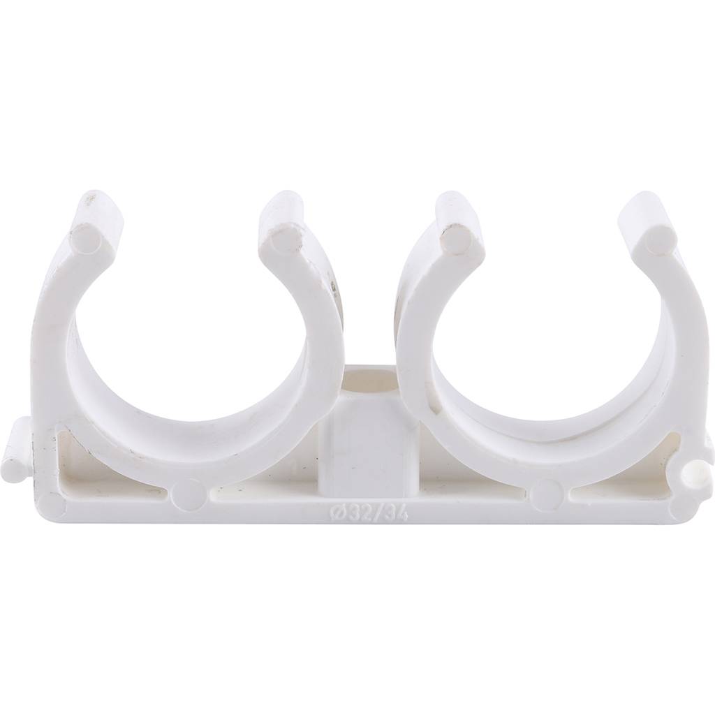 Двойное крепление Kalde d=32 для полипропиленовых труб под сварку (цвет белый), 3592-bck-323400