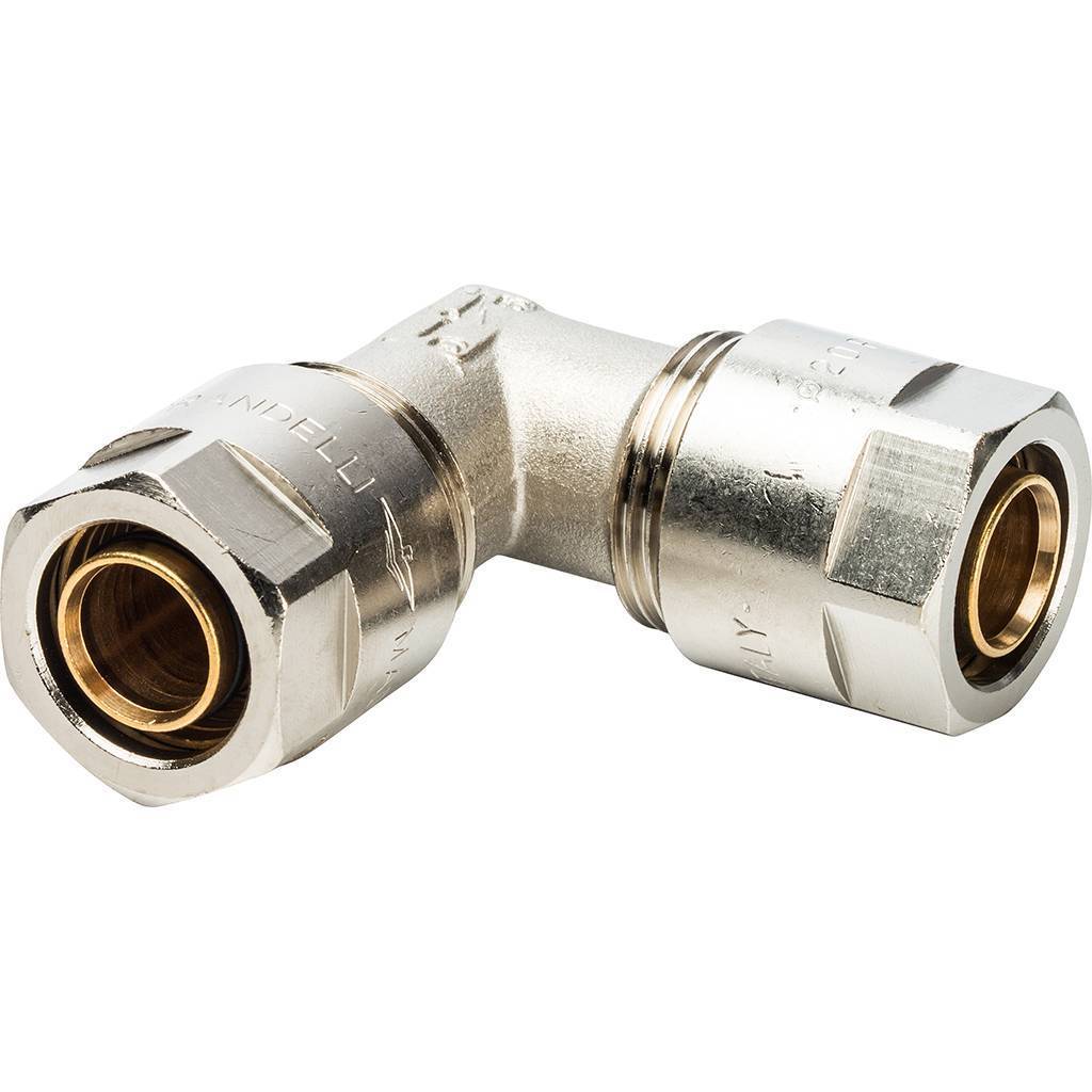 Угольник 90 Prandelli Multyrama (20х2,0) для металлопластиковых труб винтовой, 103.06.12.0