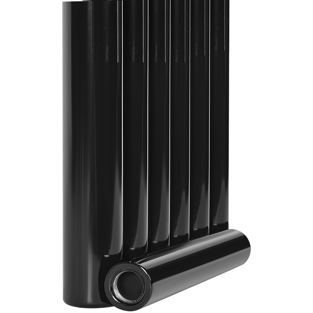 Стальной трубчатый радиатор STOUT TUBE ROUND 6 секций боковое подключение R40 1-1750-6 RAL9005, STR40117506RAL9005