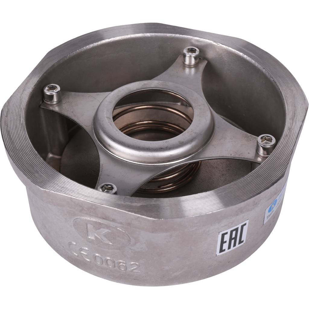 Клапан обратный пружинный ZETKAMA 275I Ду100 Ру40 межфланцевый из нерж. стали, 275I100E51