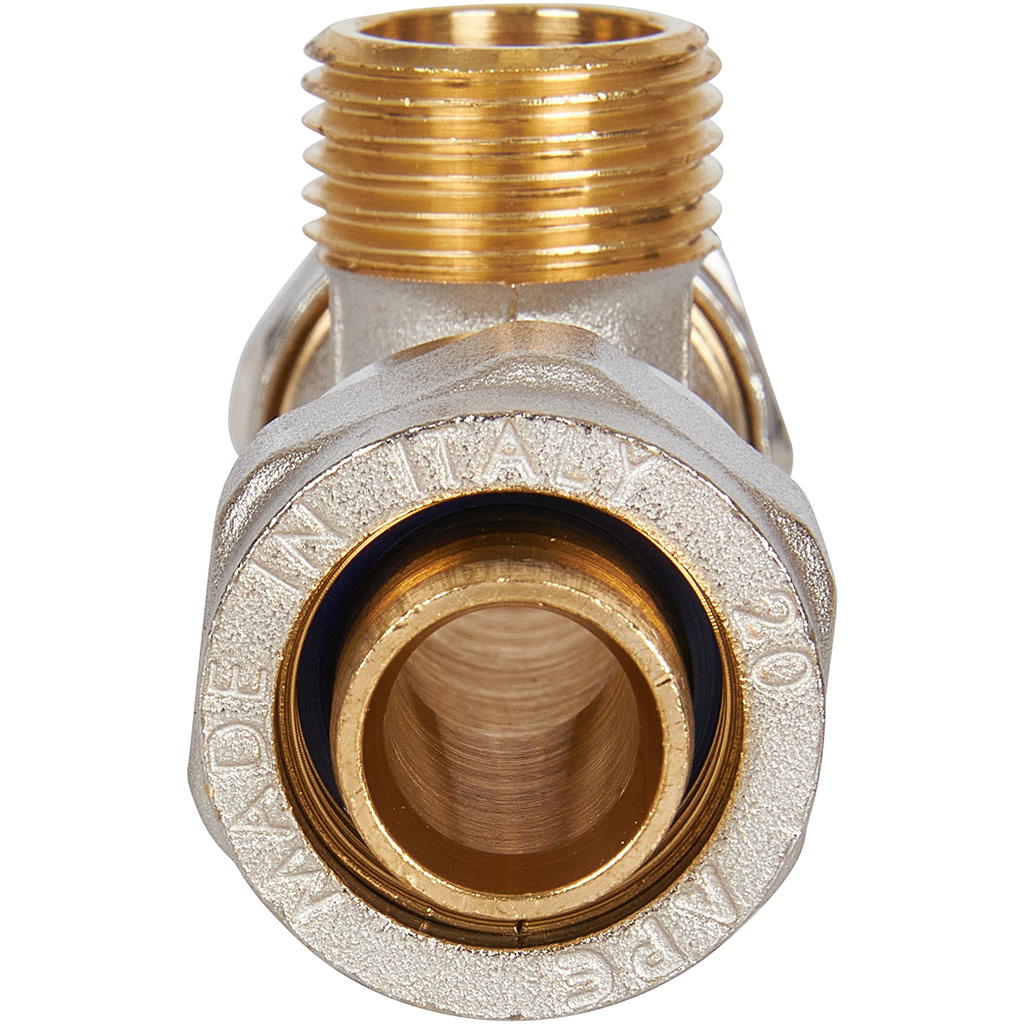 Тройник-переходник STOUT с наружной резьбой 1/2 х20 для металлопластиковых труб винтовой, SFS-0011-001220