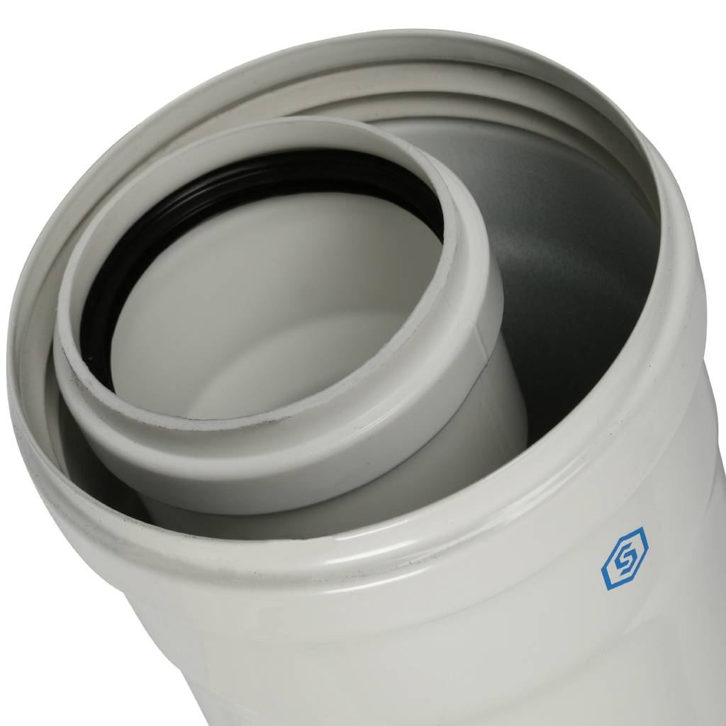 *SCA-8610-002000 STOUT Элемент дымохода конденсац. труба 2000 мм DN60/100 м/п PP-FE, SCA-8610-002000