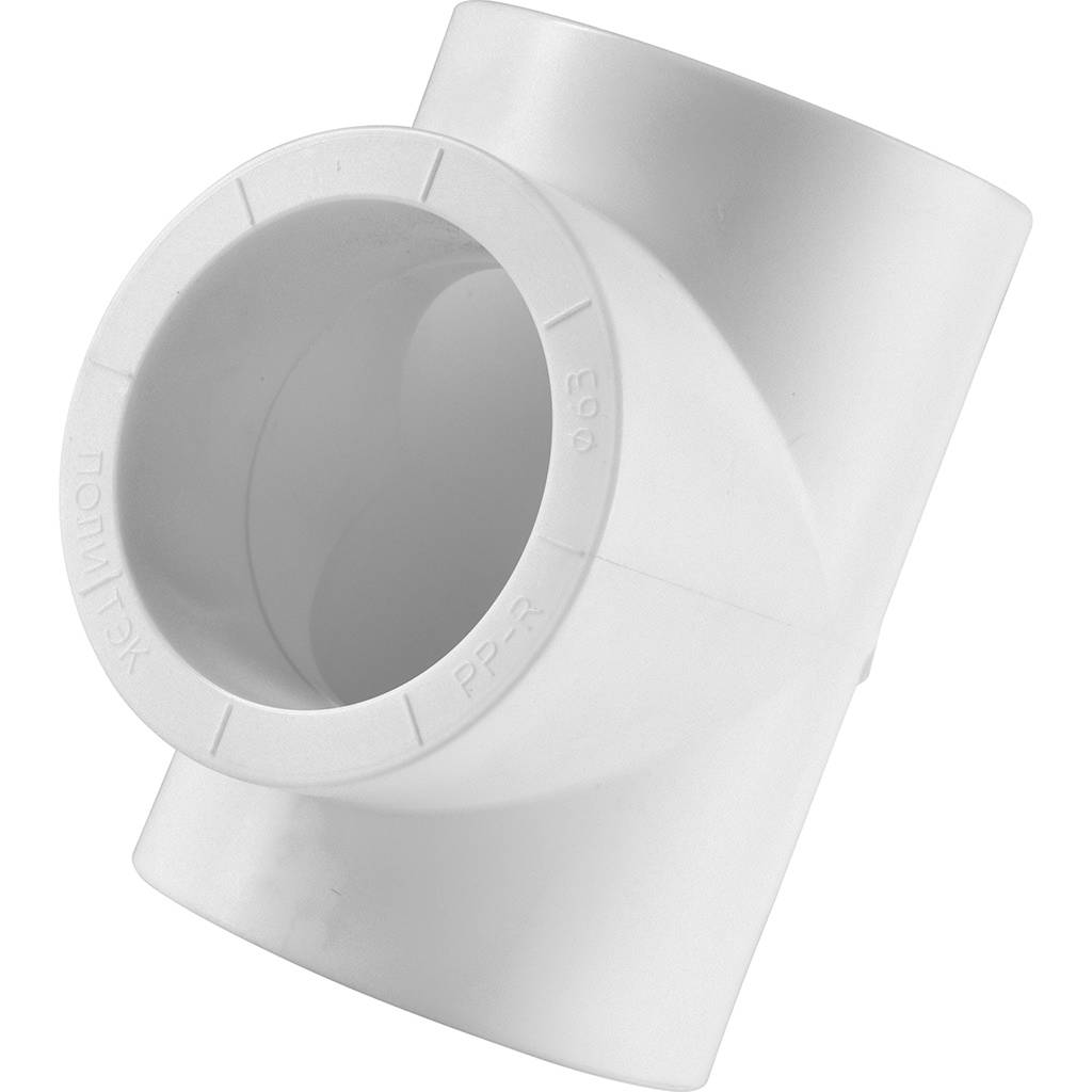 Тройник Политэк d=63 для полипропиленовых труб под сварку (цвет белый), 9000000463