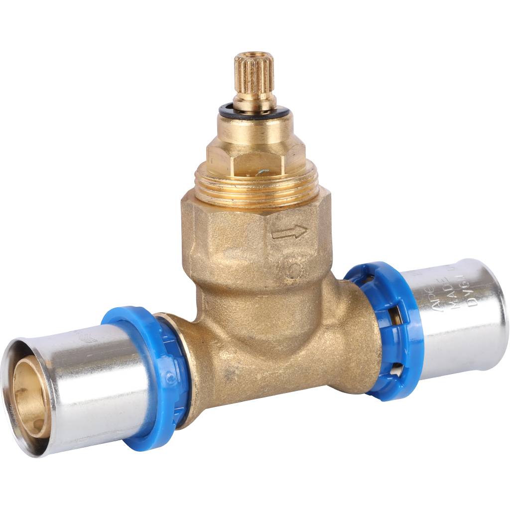 Вентиль APE с хромированной ручкой 20х20 для металлопластиковых труб прессовой, ARL6000220