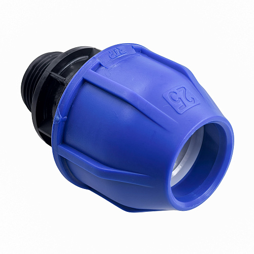 Муфта компрессионная, полипропилен наружная резьба 25х 3/4, для полиэтиленовых труб, РТП