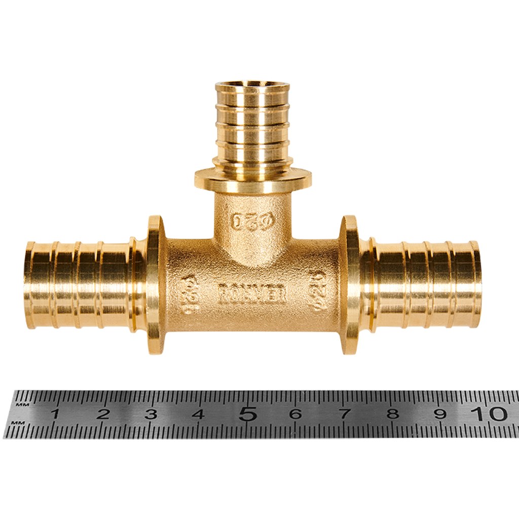 Тройник переходной ROMMER 25x20x25 для труб из сшитого полиэтилена аксиальный