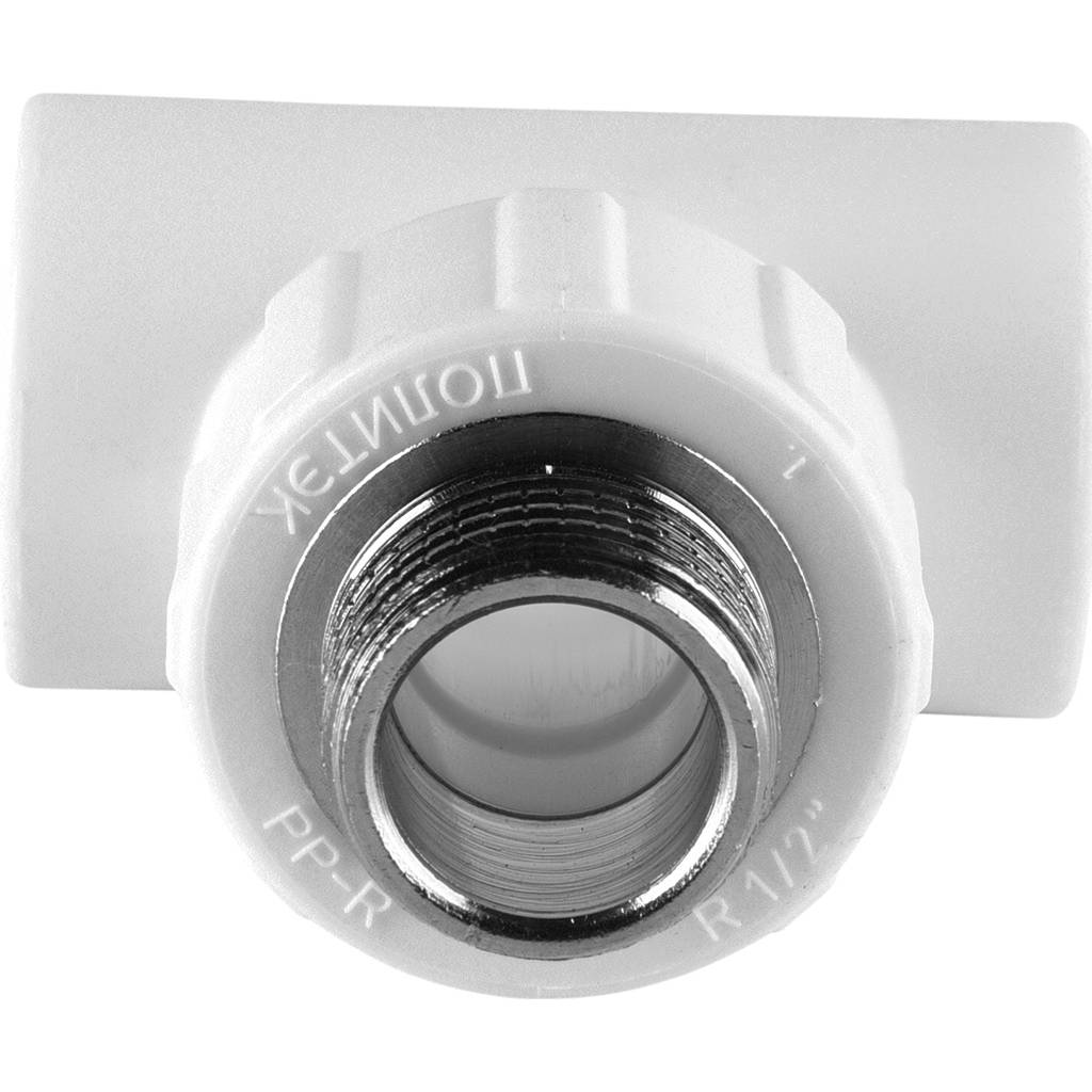 Тройник Политэк 20x1/2 с наружной резьбой для полипропиленовых труб под сварку (цвет белый), 9510002012