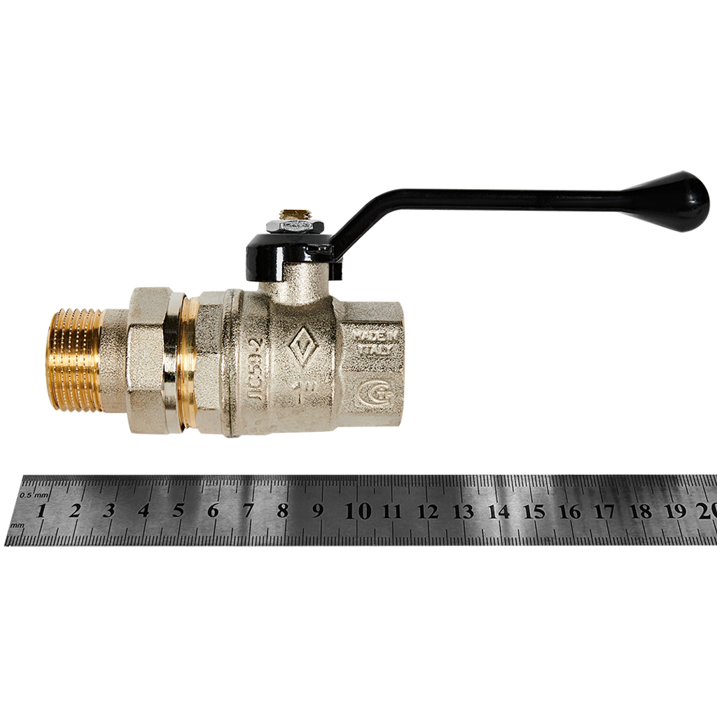 Кран шаровой BUGATTI Oregon 1” с полусгоном (ручка-рычаг алюминий) внут-наруж резьба