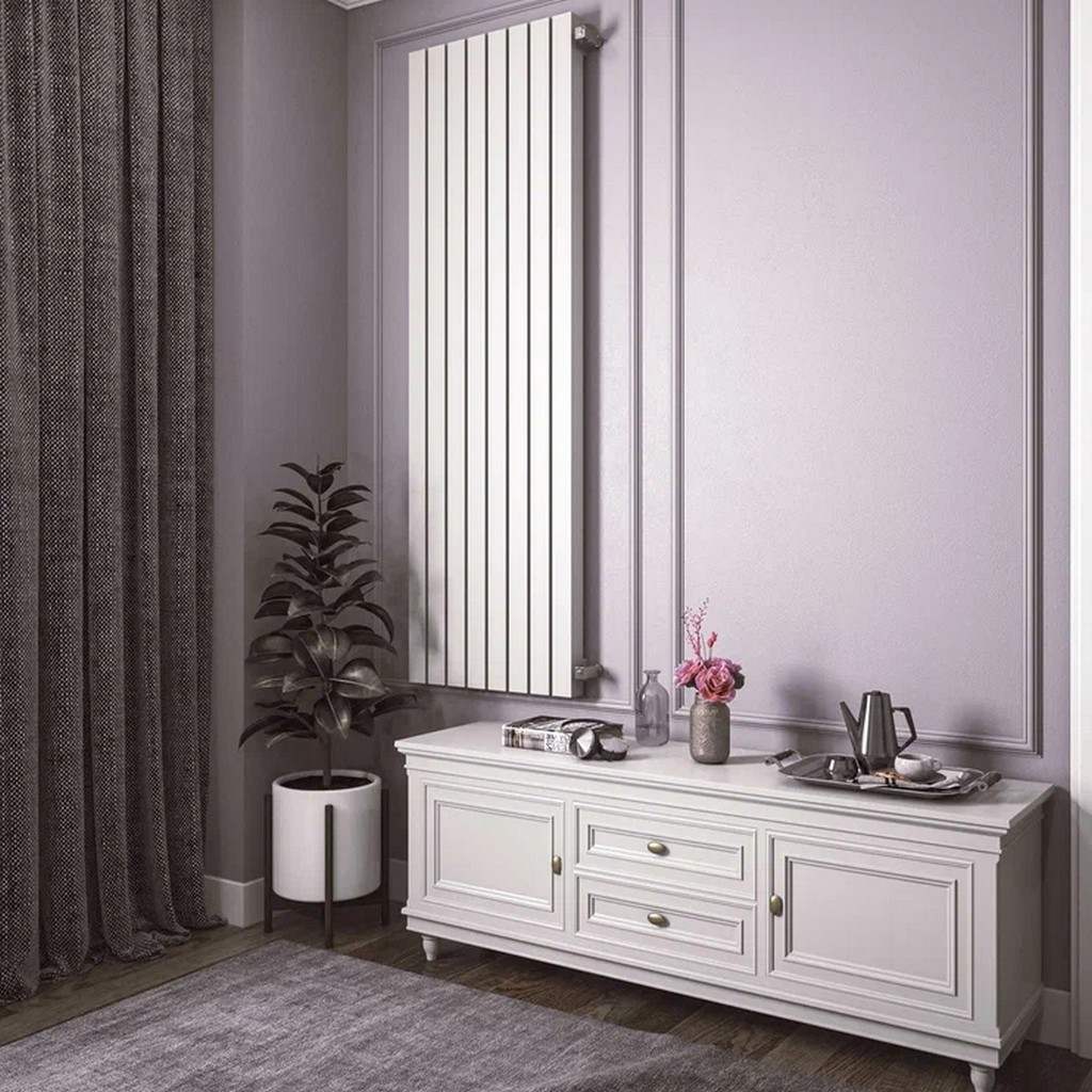 Радиатор стальной трубчатый STOUT Warmmet Power 60V высота 1750 мм секций 8 цвет RAL9016  тип подключения: нижнее левое, PV.6060.1750.8.620.BL.9016