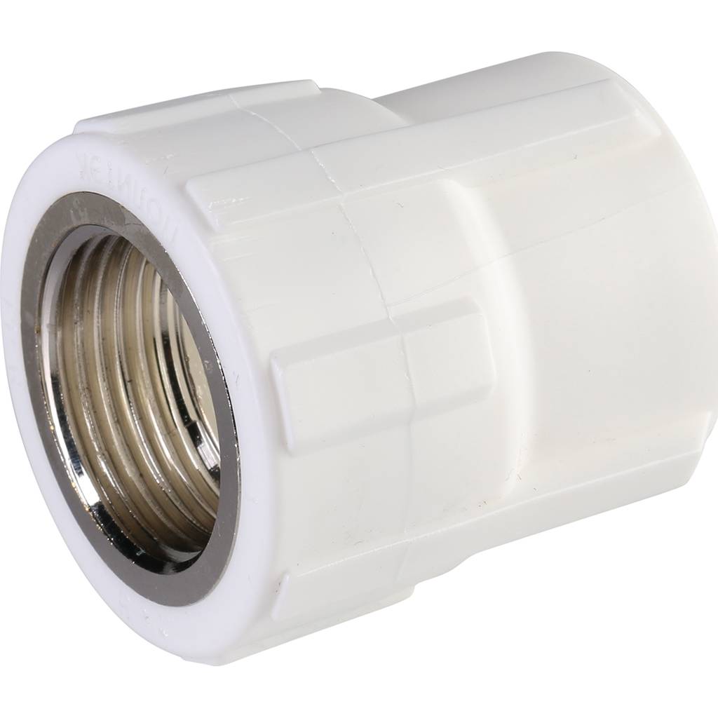 Муфта комбинированная Политэк 25х3/4 внутр. резьба для полипропиленовых труб под сварку (цвет белый), 9100002534