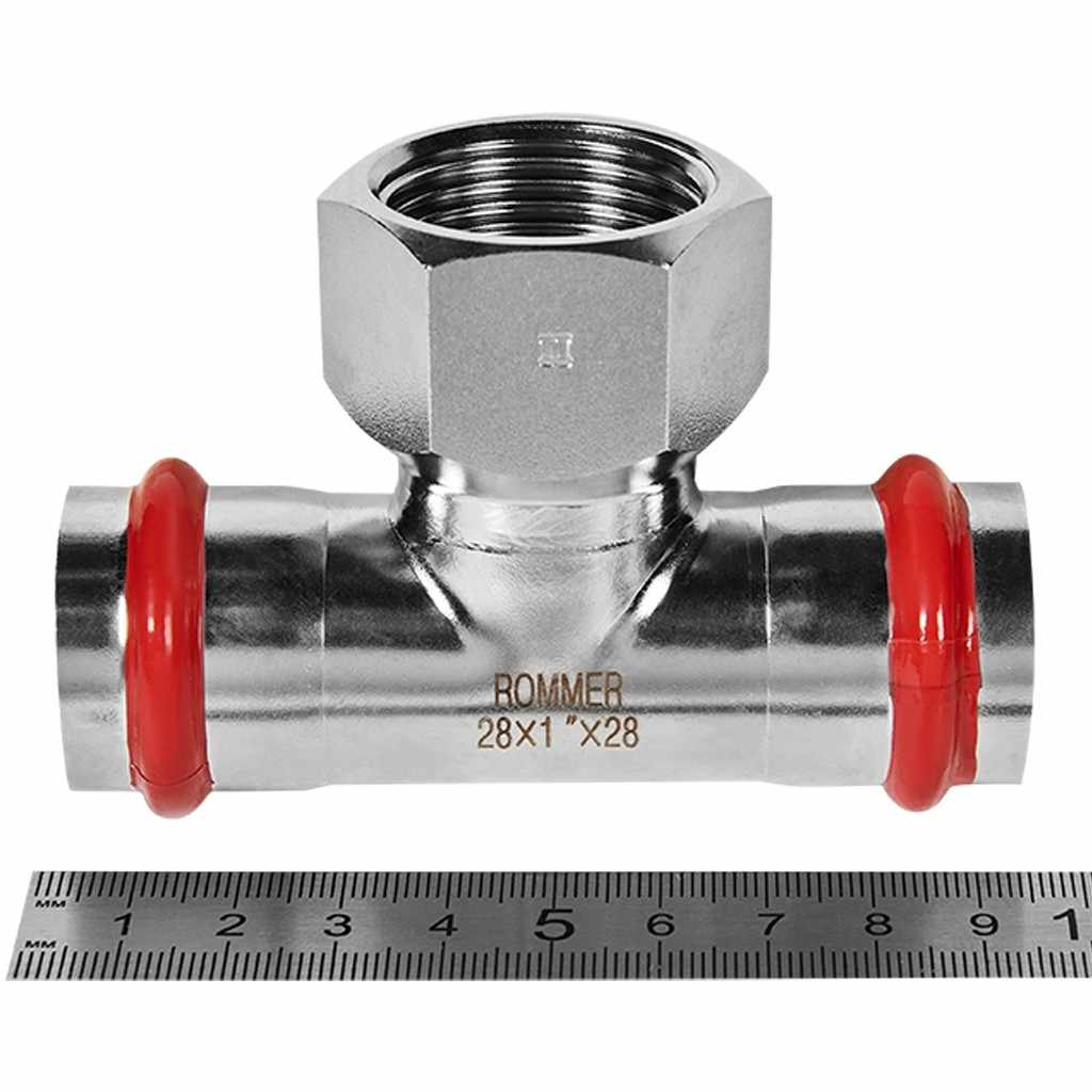 Тройник-Переходник ROMMER ВПр-ВР, 28х1, из нержавеющей стали прессовой, RSS-1015-000281
