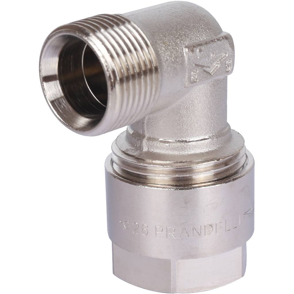 Угольник 90 с нар.резьбой Prandelli Multyrama (26х3,0х3/4) для металлопластиковых труб винтовой, 103.05.12.6