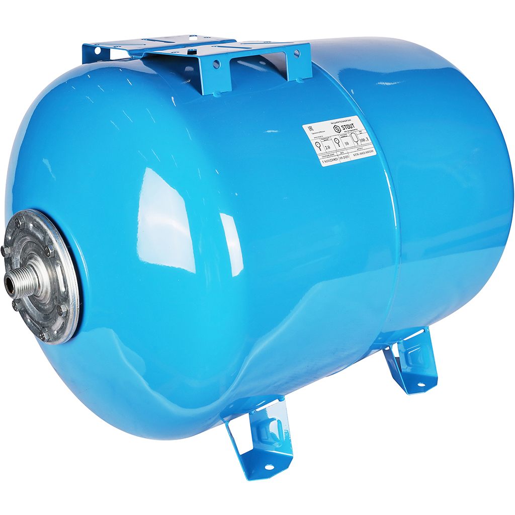 Расширительный бак STOUT STW-0003 гидроаккумулятор 100 л. горизонтальный (цвет синий)