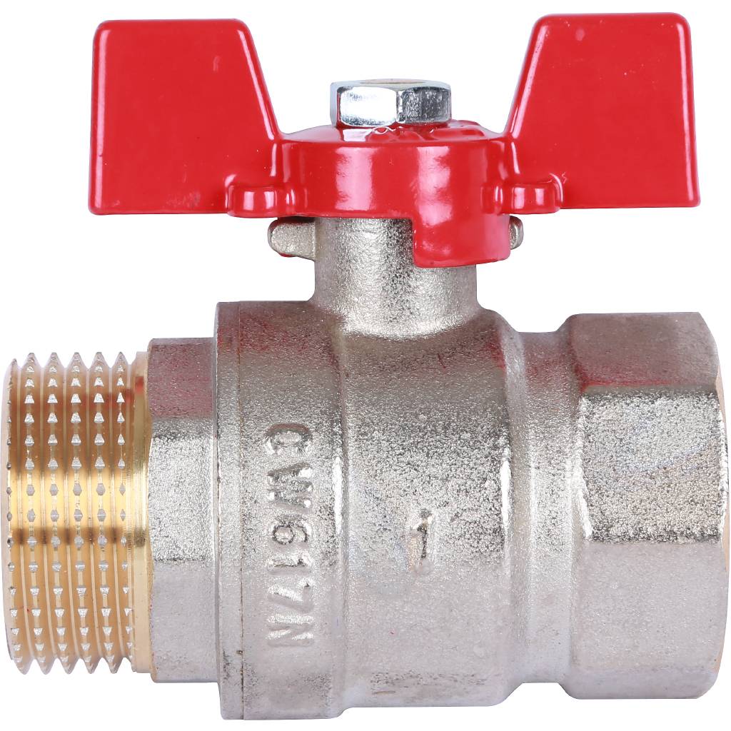 Кран шаровой ROMMER 1 ВН/НР, ручка бабочка, RBV-0004-0210225