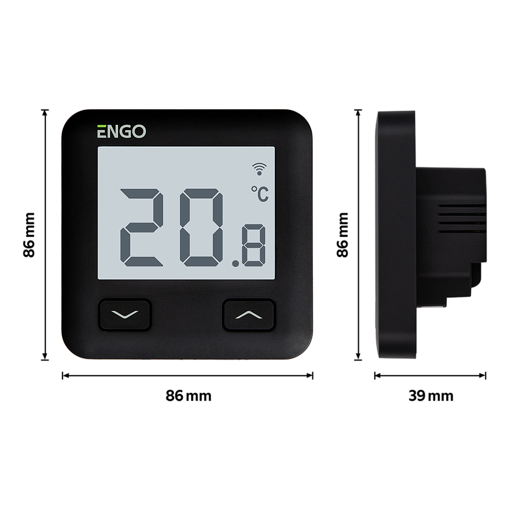 Терморегулятор ENGO Controls Wi-Fi с MODBUS, 230В, встраиваемый, черный