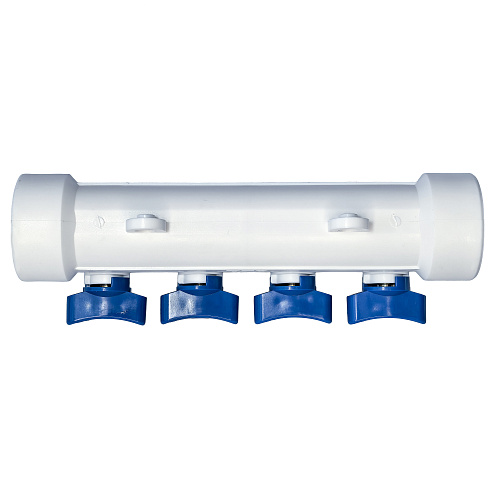 Коллектор с шаровым краном универсальный PPR 40х20/4, бел, RTP
