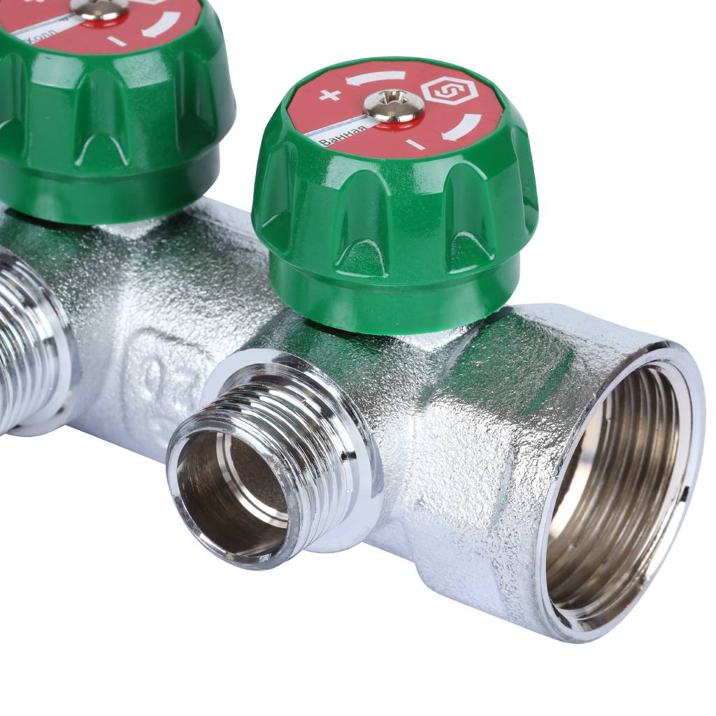 SMB-6850-011202 STOUT Коллектор регулирующий 1 , 2 отвода 1/2 под компрессионный фитинг для полимерных труб