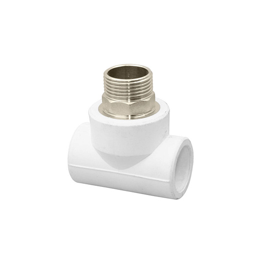 Тройник комбинированный под ключ PPR наружная резьба 50х1 1/2,  белый, РТП