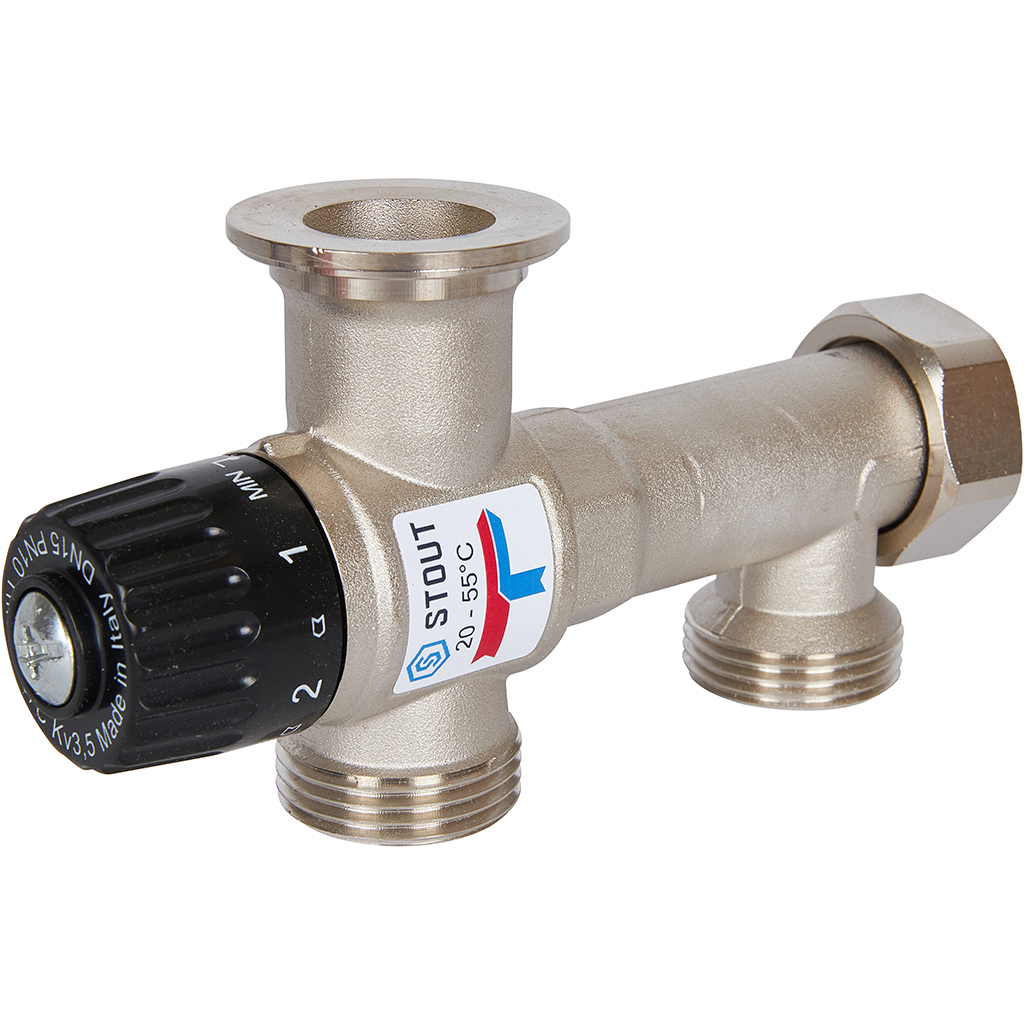 Насосно-смесительный узел STOUT SDG-0120 с термостатическим клапаном 20-55°C, без насоса, SDG-0120-005010