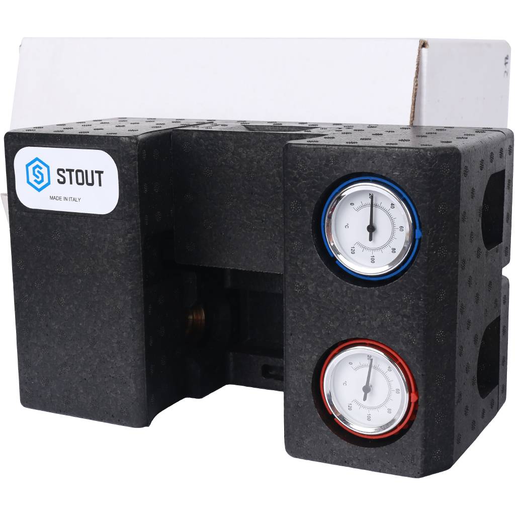 Насосная группа STOUT SDG-0002 с термостатическим смесительным клапаном 3/4 без насоса, SDG-0002-002001