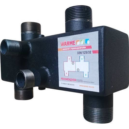 Гидравлический разделитель Warme WGR80 с торцевыми отводами и накидными гайками, 32Н/125/32БГ