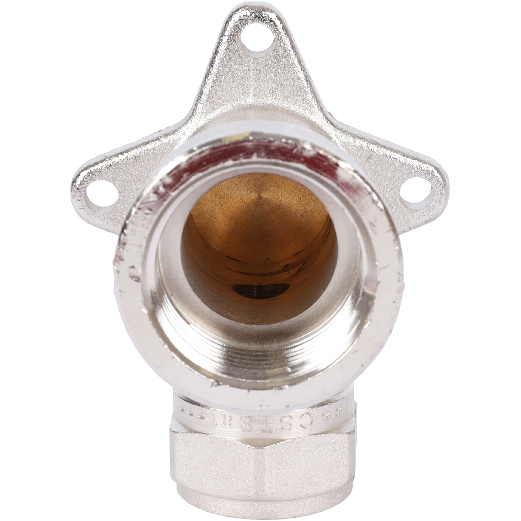 Угольник TIEMME с внутренней резьбой с креплением (16х2.0х3/4) для металлопластиковых труб винтовой, 1600096