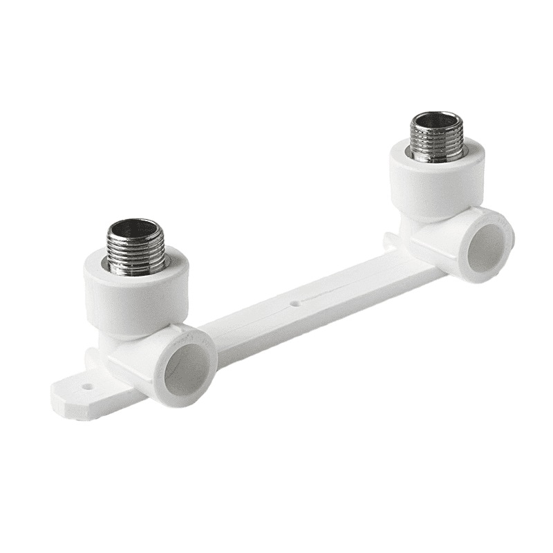 Угольник двойной Pro Aqua d=20-1/2 PP-R с креплением комбинированный НР Белый