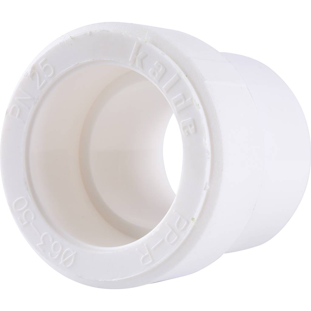 Муфта переходная Kalde 63x50 для полипропиленовых труб под сварку (цвет белый)