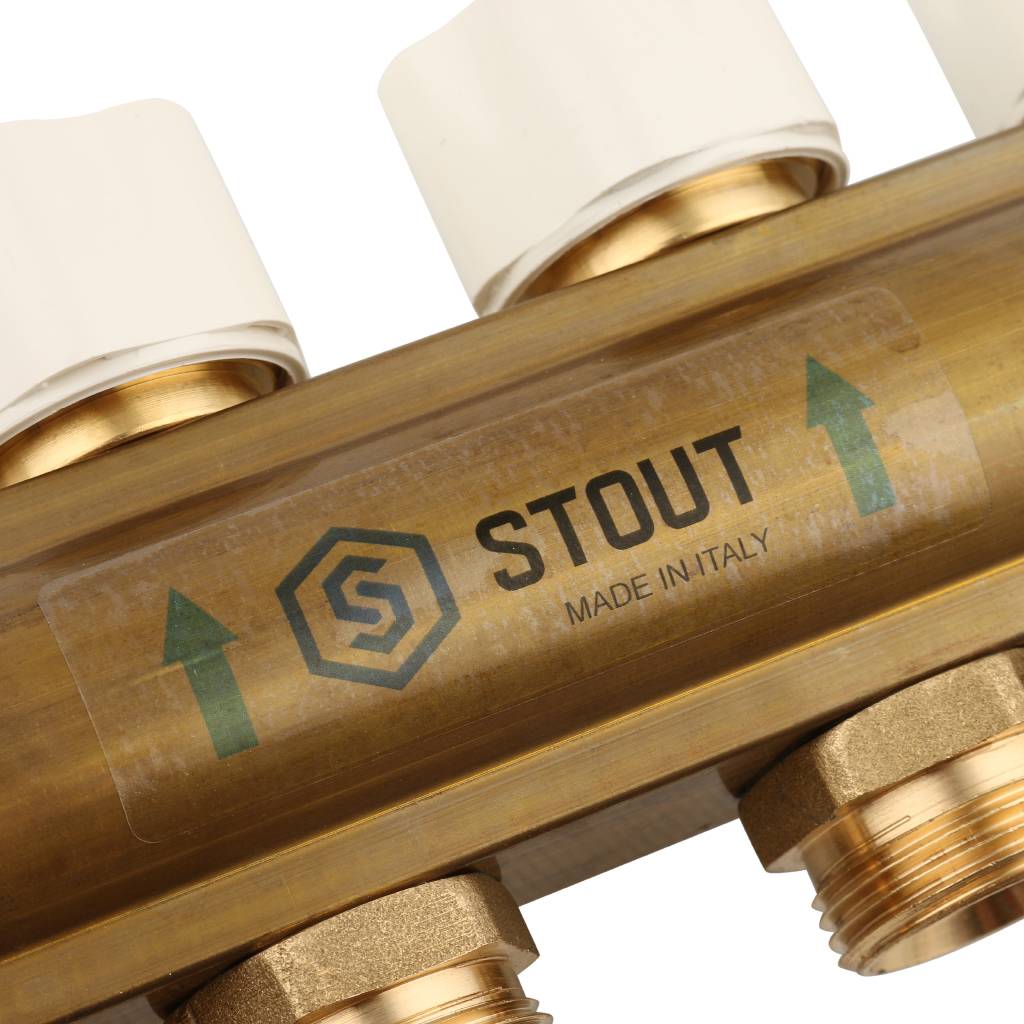 Распределительный коллектор из латуни с расходомерами STOUT 8 выходов